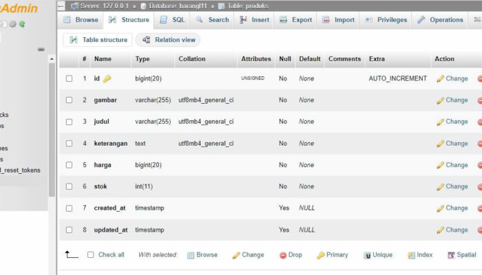 Belajar Laravel 11 Pemula Studi Kasus CRUD Data Produk #3 : Setting dan koneksi ke Database XAMPP, Buat Model, Tabel  dan Migration serta Mass Assigment