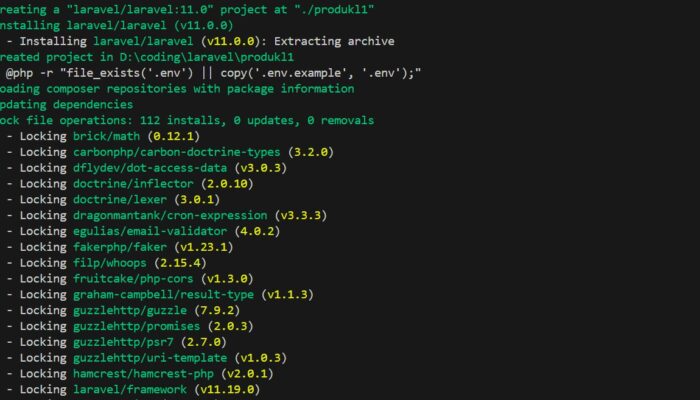 Belajar Laravel 11 Studi Kasus CRUD Data Produk #2 : Install laravel 11 dan running server project