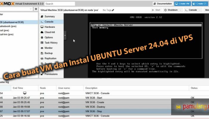 04. Cara Buat Virtual Machine dan Instal Ubuntu 24.04 LTS di VPS | Belajar Proxmox VE Dengan PC Bekas